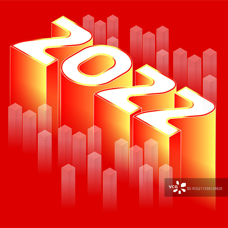 国潮2022虎年立体喜庆数字矢量插画素材图片素材