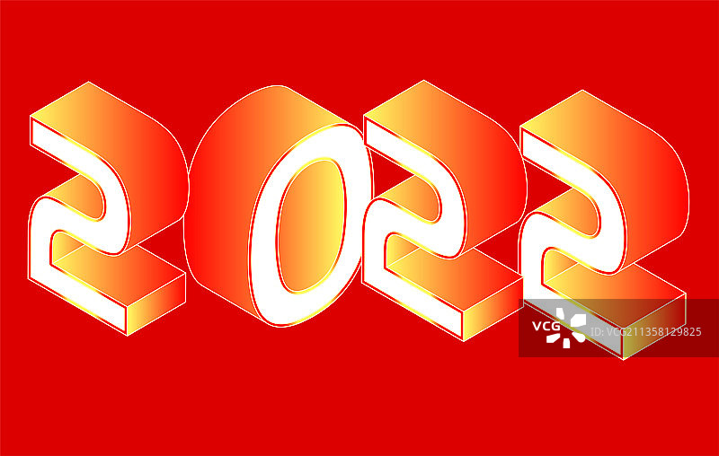 国潮2022立体字红黄渐变矢量插画素材图片素材