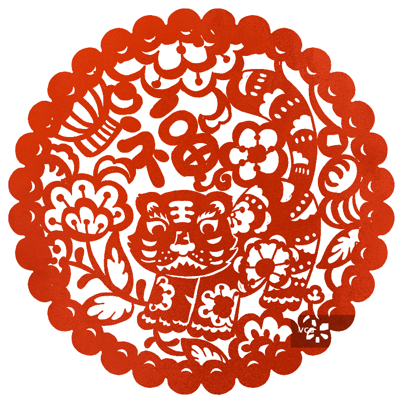 中国虎年老虎花福窗花剪纸插画图片素材