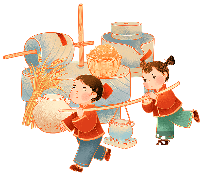 中国传统年俗大年初十祭石头插画图片素材