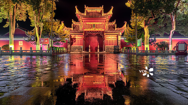 安徽安庆桐城文庙夜景图片素材