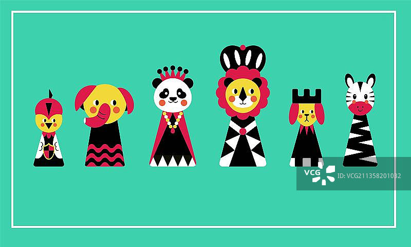 动物国际象棋矢量图标图片素材