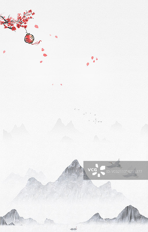 古典中国风梅花水墨山水画背景banner图片素材