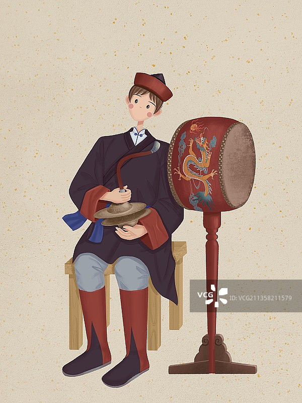 表演门巴戏的门巴族少年图片素材