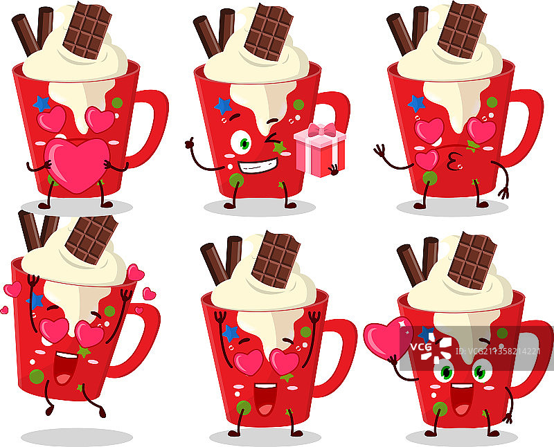 可爱的卡通冰沙咖啡角色图片素材