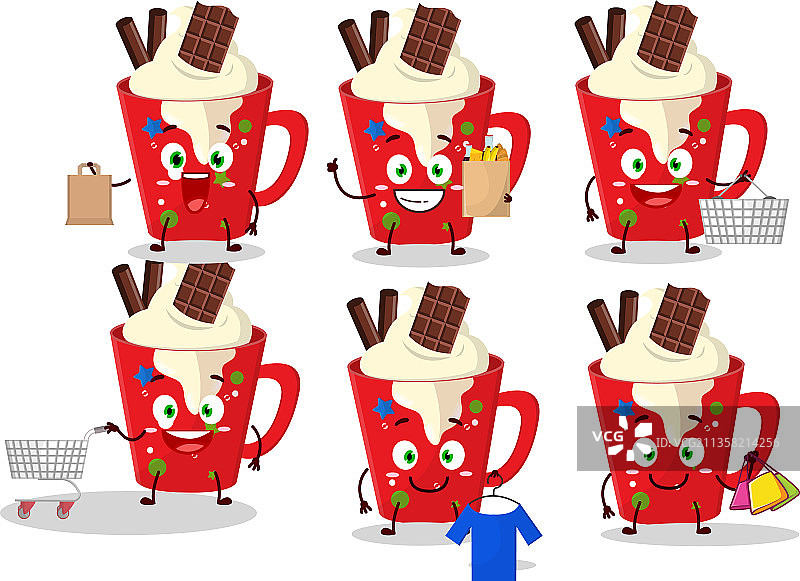 富有的冰沙咖啡吉祥物设计风格图片素材