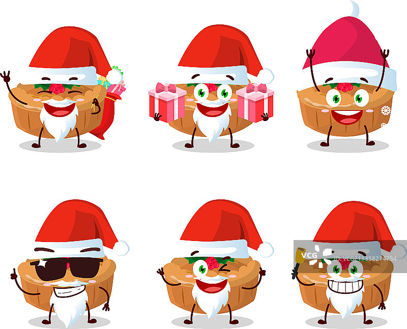 圣诞老人表情与圣诞馅饼卡通图片素材