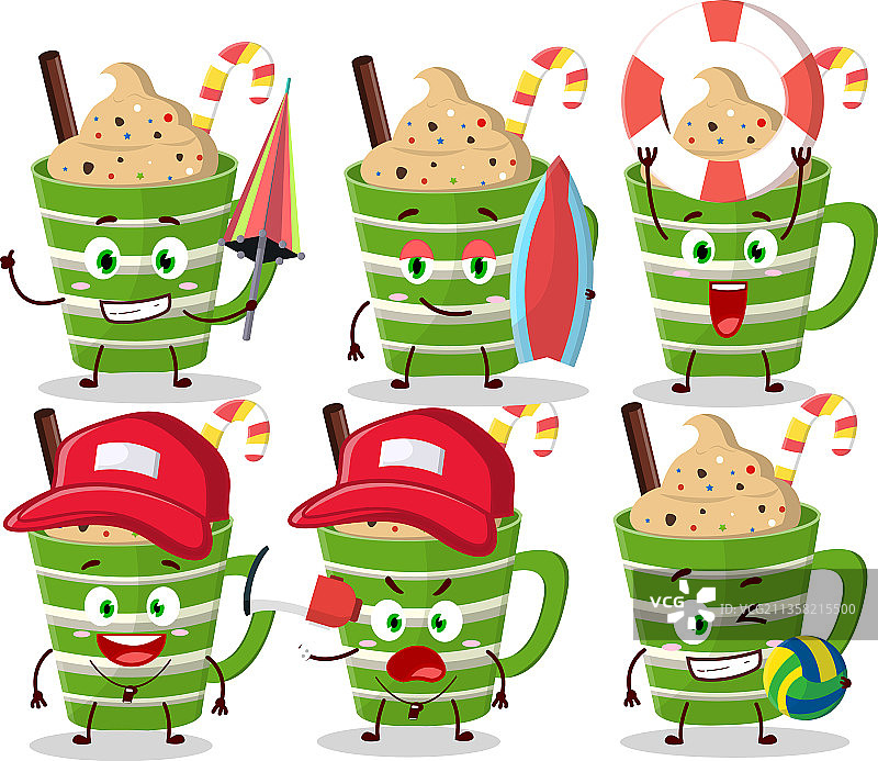 巧克力冰沙卡通人物的快乐面孔图片素材