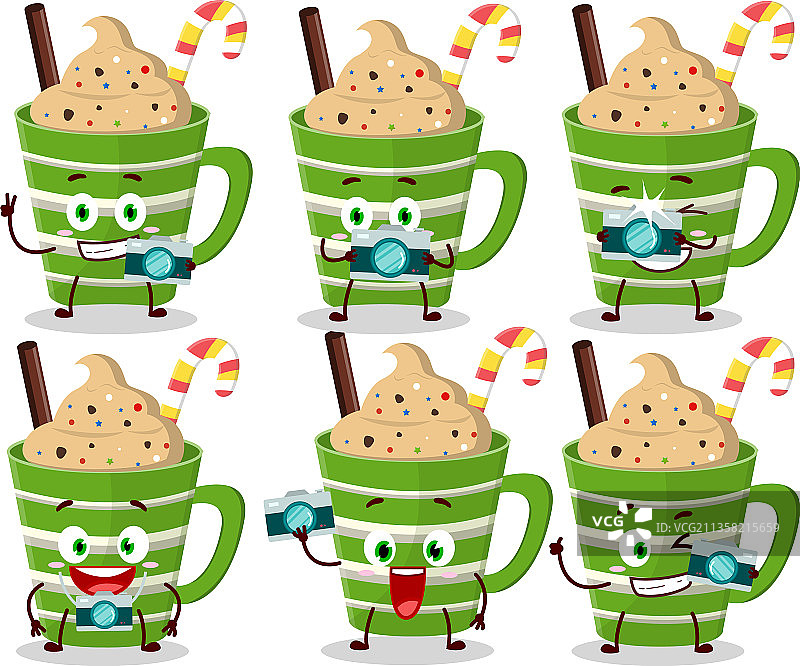 拿着冰沙的摄影师职业表情符号图片素材