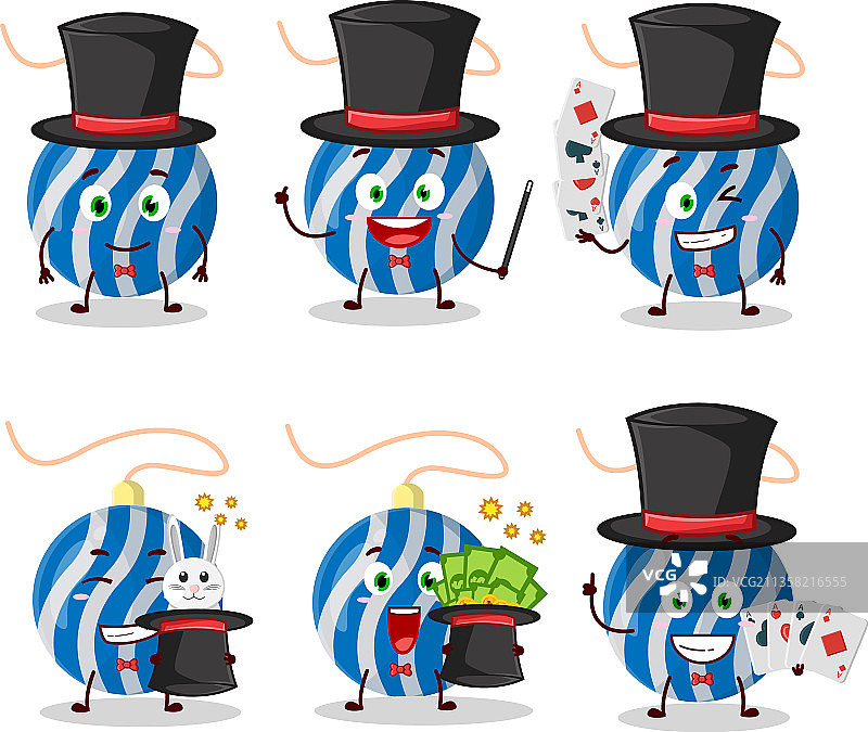 蓝色圣诞灯光魔术师卡通图片素材