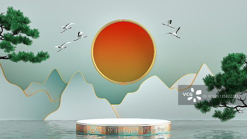 春节，除夕，国潮，电商产品展台图片素材