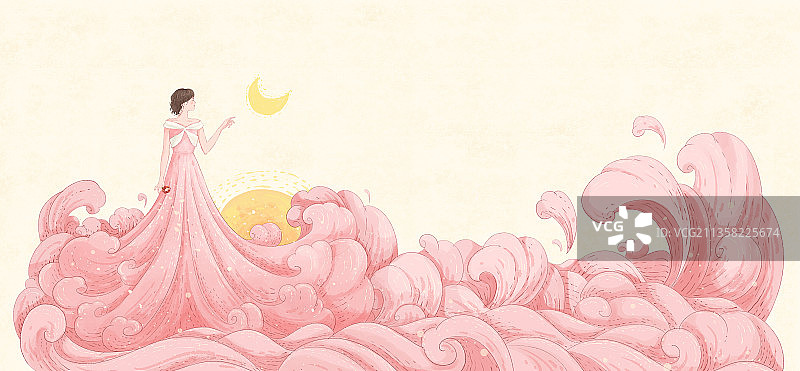 创意粉色女神节插画2图片素材