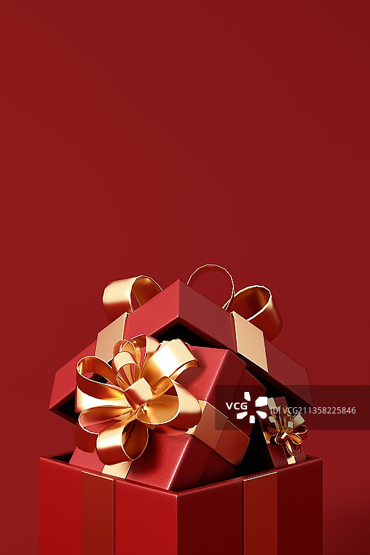 3D渲染的简约礼盒场景图片素材