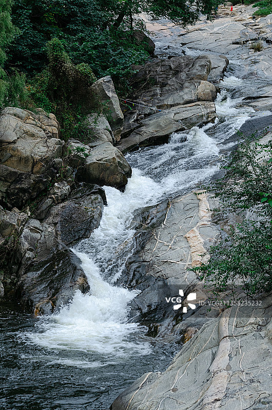 中国山东泰安天外村竹林寺黑龙潭阴阳界瀑布图片素材