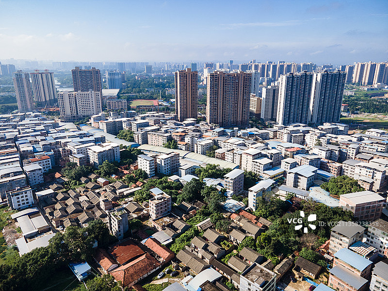 2021年9月，广西南宁市西乡塘区相思湖片区民房航拍图片素材