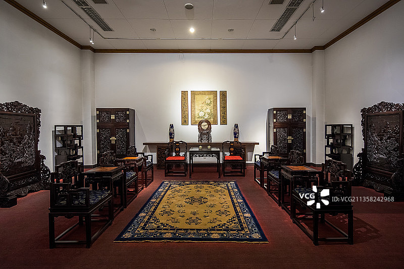 北京紫檀博物馆清式正厅陈设图片素材