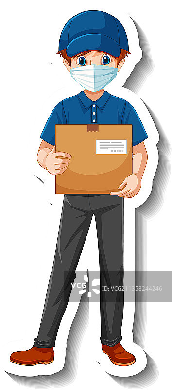 制服快递员贴纸模板图片素材