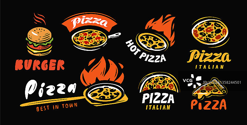 餐厅或咖啡馆菜单食品标签集图片素材