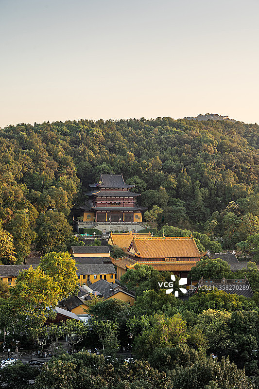 杭州净慈寺寺院日落黄昏图片素材