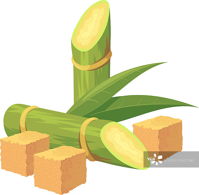 卡通甘蔗红糖块图片素材