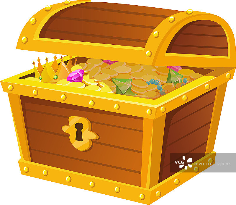 光束照耀下的金银财宝箱图片素材