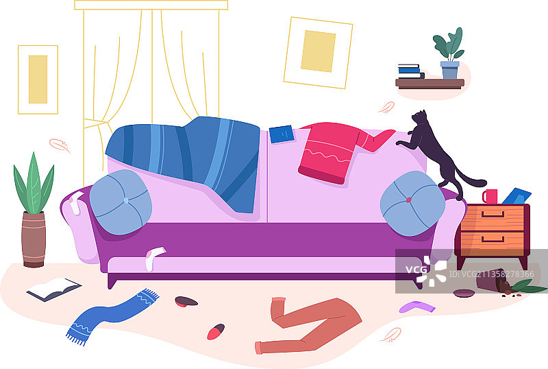 凌乱的房间内部图片素材