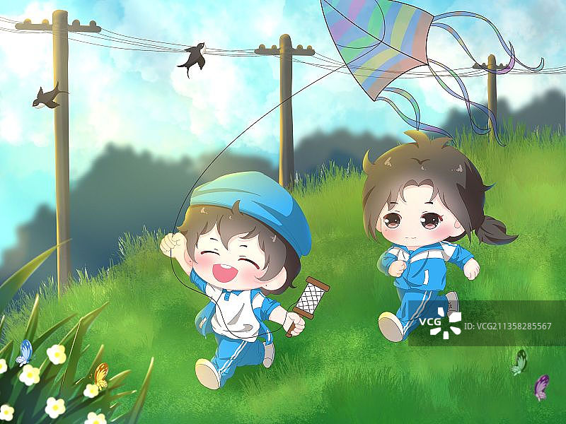 原创情侣日常-四季之春图片素材