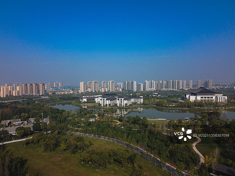 西安 灞桥区 广运大桥 西安世博园 国际会展中心 香湖湾图片素材