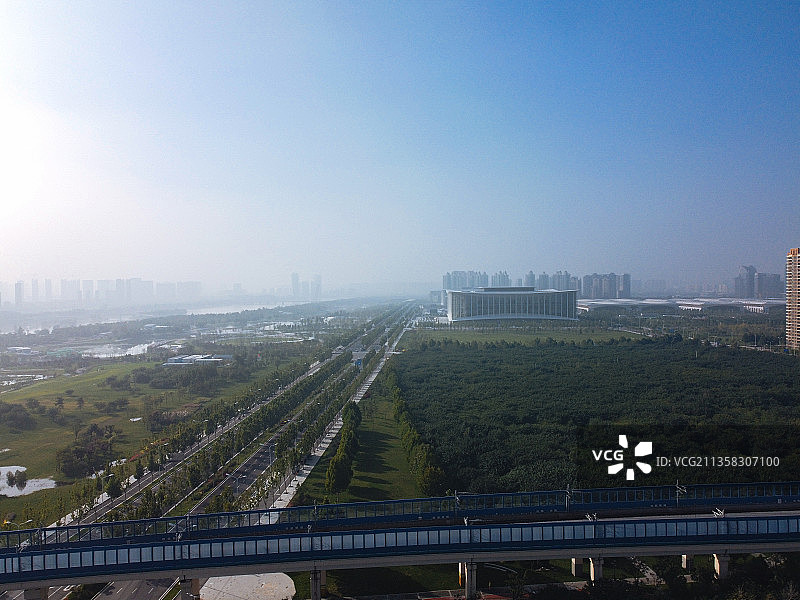 西安 灞桥区 广运大桥 西安世博园 国际会展中心 香湖湾图片素材