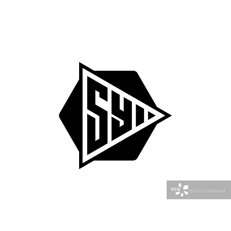 SY字母Logo，三角形播放按钮图片素材