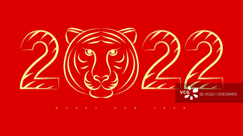 虎年 春节 新年 插画 2022图片素材