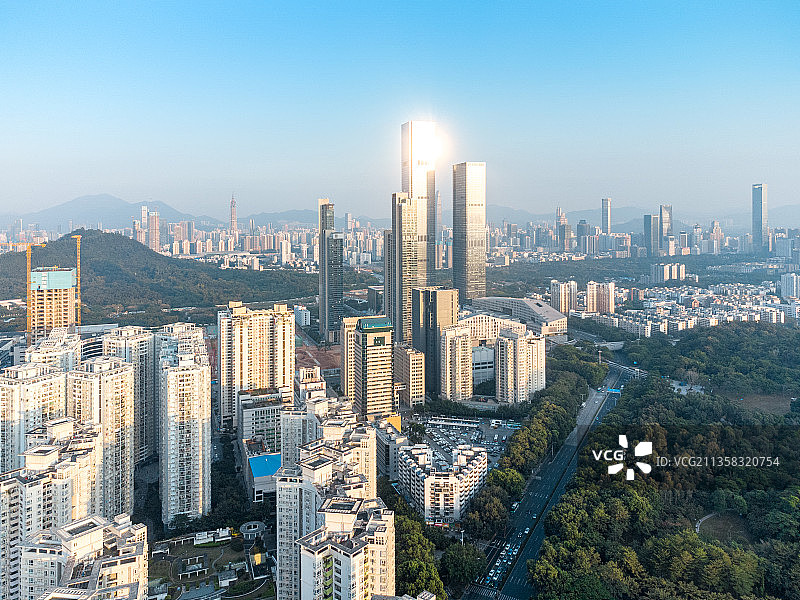 航拍深圳福田CBD建筑群深业上城图片素材