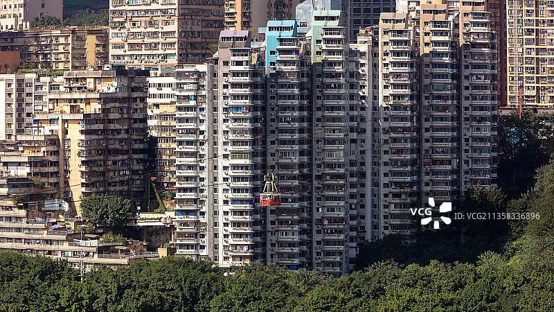 重庆长江索道与居民区图片素材