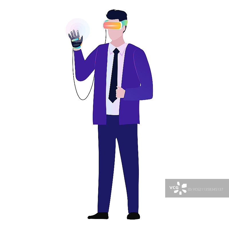 元宇宙科技虚拟现实触觉手套人物矢量插画图片素材