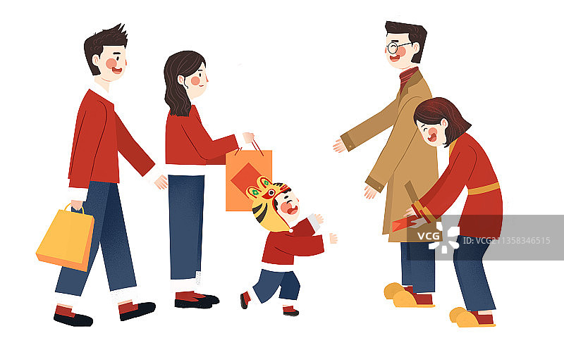 虎年春节年俗大年初二去亲戚家拜年图片素材