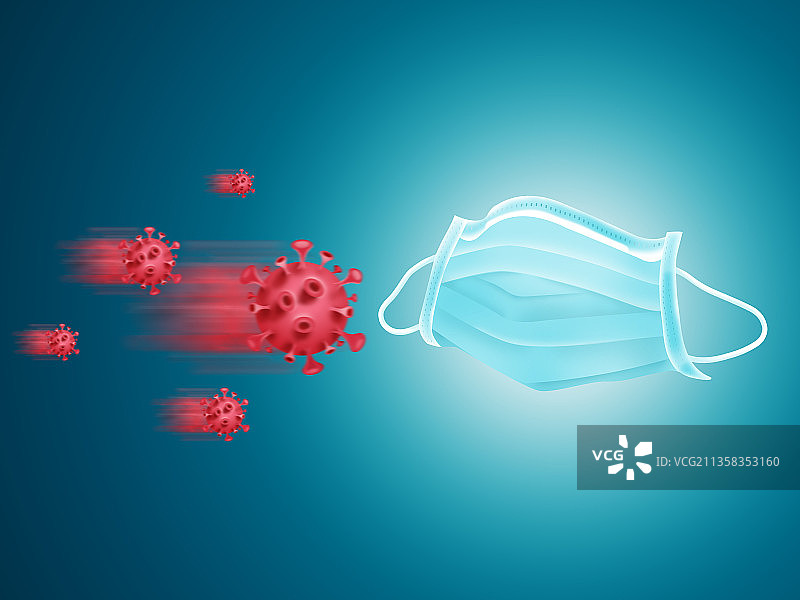 病毒攻击口罩防御图片素材