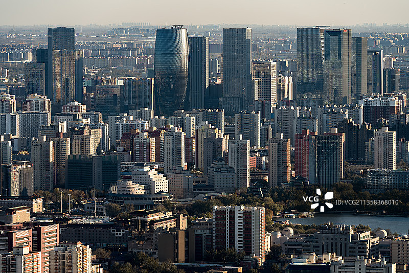 北京市中心丽泽SOHO商务区高视角城市风光建筑物日落图片素材