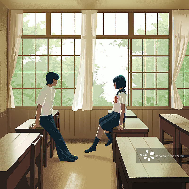 教室学生插画图片素材