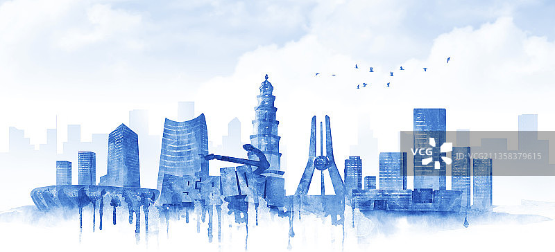 宜昌城市建筑插画图片素材