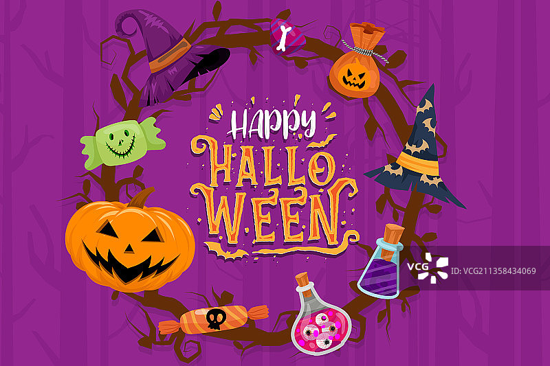 万圣节快乐不给糖就捣蛋海报图片素材