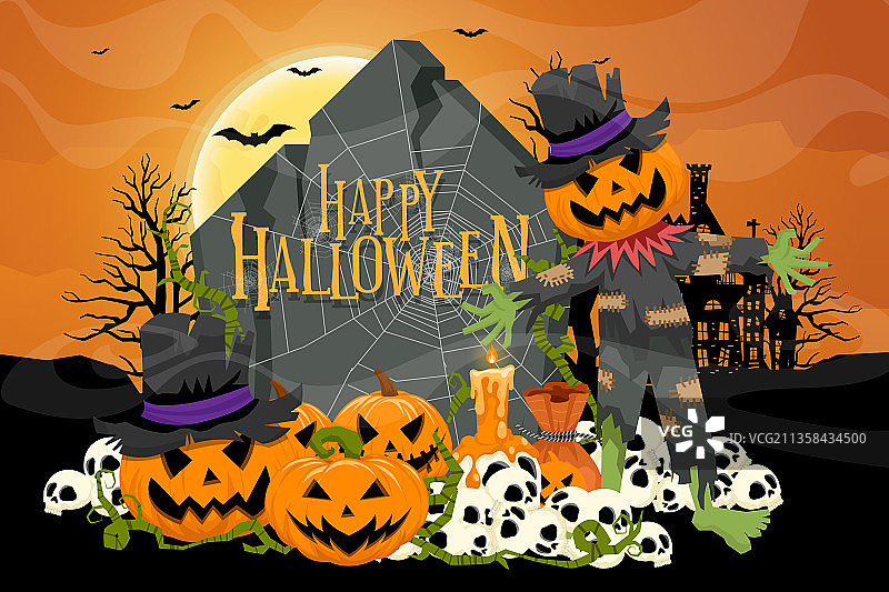 万圣节快乐不给糖就捣蛋海报图片素材