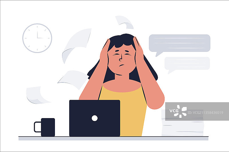 有大量文件的女公司职员图片素材