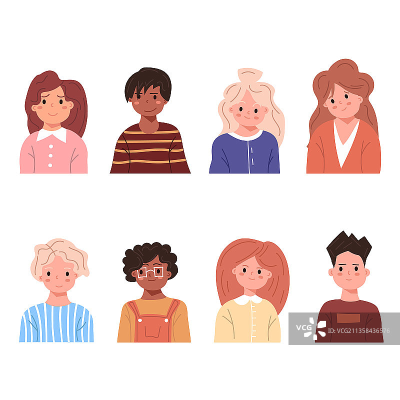 儿童头像微笑儿童面孔男孩套装图片素材