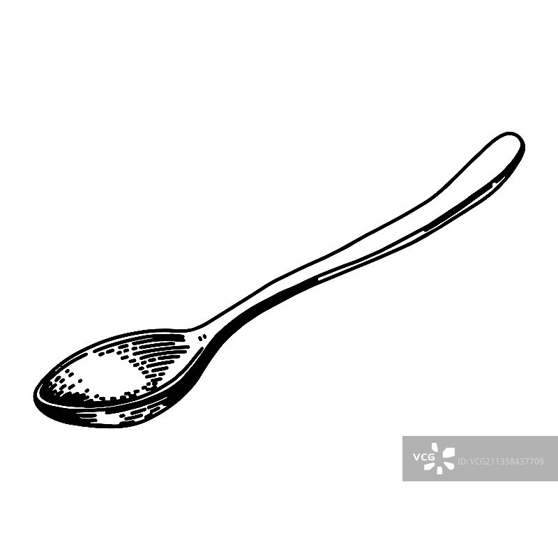 厨房金属勺子或汤匙素描图片素材