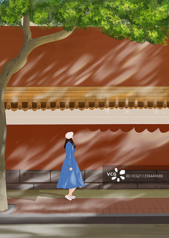 一个人去复古有质感的网红墙打卡图片素材