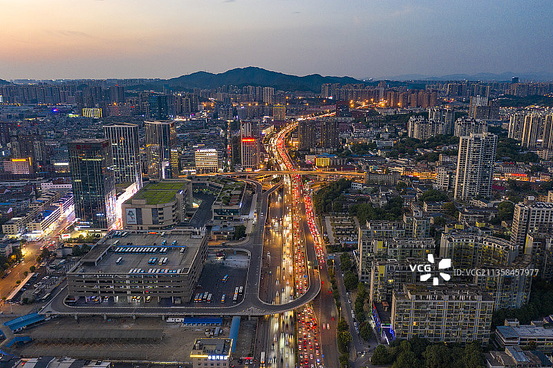 航拍湖南长沙城市夜景风光图片素材