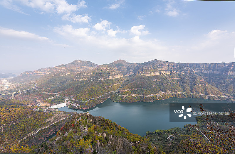 河南林州太行大峡谷风景区平湖与龙床沟大瀑布自然风光图片素材