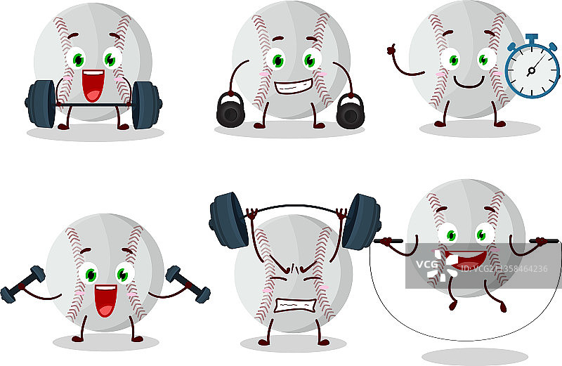 尝试食物的健康棒球卡通形象图片素材