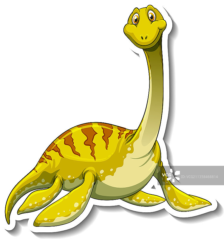 卡通蛇颈龙恐龙贴纸图片素材