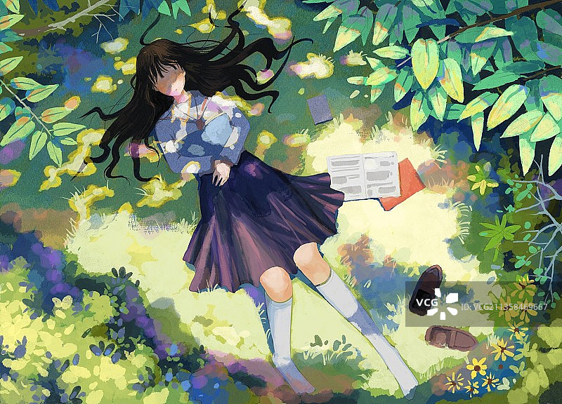 午睡的少女图片素材